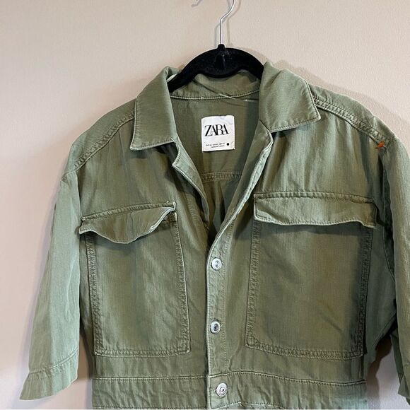 ✨ Zara Safari Utility Playsuit Romper Olive Green XS - Picture 3 of 10
